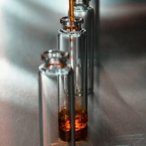 Refined vegetable glycerin in glass bottles